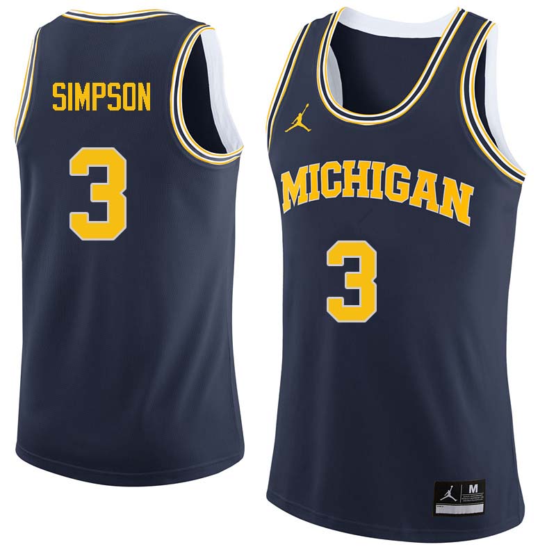 Men #3 Zavier Simpson Michigan Wolverines College Basketball Jerseys Sale-Navy - Click Image to Close